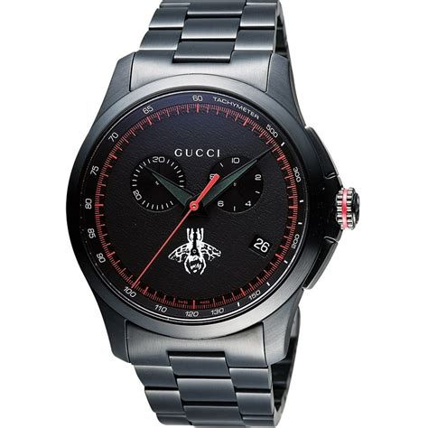 gucci chronograph stainless steel men's watch|Gucci gunmetal tone chronograph watch.